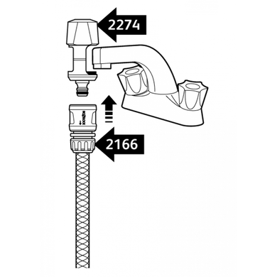 Коннектор для смесителя высотой до 43 мм и шириной до 34 мм HoZelock 2274