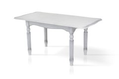 Обеденный стол Венеция (140+40)/85, белый+серебряный патин