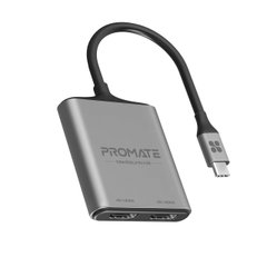 Перехідник Promate MediaLink-H2 USB Type-C to 2xHDMI 4K Grey (medialink-h2.grey)
