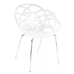 Крісло Papatya Flora-ML біле сидіння, ніжки хром