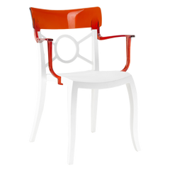 Крісло Papatya Opera-K сидіння біле, верх прозоро-червоний