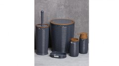Набір аксесуарів для ванної кімнати Okyanus ELEGANCE ROUND Wooden OKY-486-3-S 5 шт чорний