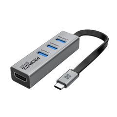 USB-C хаб 4-в-1 Promate MediaHub-C3 HDMI/3xUSB 3.0 Grey (mediahub-c3.grey)