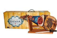 Хамон Espana Палета Бодега на кости в подарочной упаковке + хамонера + нож, 8 месяцев выдержки 4.5 кг