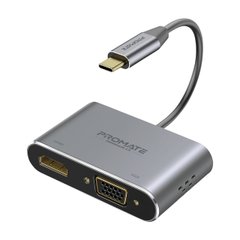 USB-C хаб 2-в-1 Promate MediaHub-C2 HDMI/VGA Grey (mediahub-c2.grey)