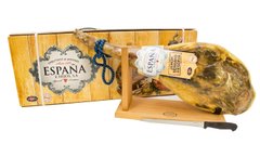 Хамон Espana Серрано Резерва на кістці в подарунковій упаковці + хамонера + ніж, 14 місяців витримки 6.5 кг