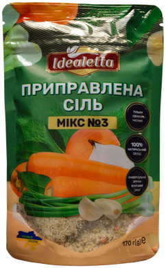 Приправлена сіль Мікс №3 з цибулею, морквою та кропом Idealetta 170 г х 3 шт