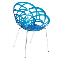 Крісло Papatya Flora-ML прозоро-синє сидіння, ніжки хром