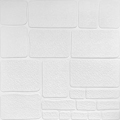 Самоклеюча 3D панель камінь білий 700х700х6мм (151) SW-00001155