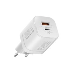 Мережевий зарядний пристрій Promate PowerPort-33 Вт USB-C+USB-A White (powerport-33.white)