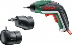 Аккумуляторная отвертка Bosch IXO в футляре с угловой и эксцентриковой насадками и ж/п
