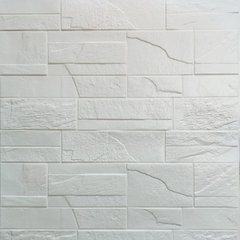 Самоклеюча декоративна 3D панель камінь Біла бита цегла700х770х5мм (180) SW-00000426