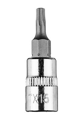 Бита TORX TX15 на торцевую головку 1/4, короткая, 37 мм