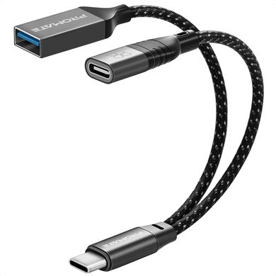 Адаптер Promate OTGLink-C USB-C to USB-C/USB-A Black (otglink-c.black)