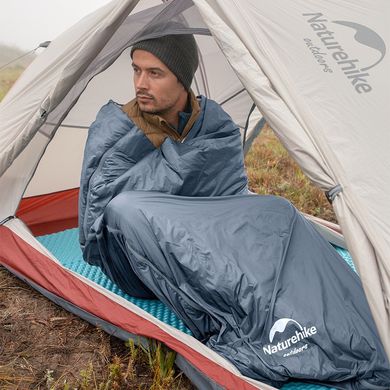 Спальник надлегкий Naturehike Ultralight LW180 NH21MSD09 лівий, (15°C), p-p XL, сіро-синій