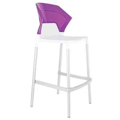 Барний стілець Papatya Ego-S біле сидіння, верх прозоро-пурпурний