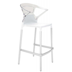 Барное кресло Papatya Ego-K белое сиденье, верх прозрачно-чистый