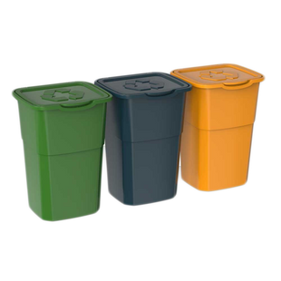 Набор мусорных баков ECO 3 зеленый, синий, желтый