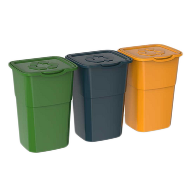 Набір сміттєвих баків ECO 3 зелений, синій, жовтий