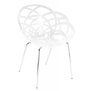 Крісло Papatya Flora-ML біле сидіння, ніжки хром