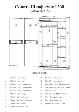 Шкаф-купе Эверест Соната 1200 двухдверный 120х60х217 дуб сонома+белый (DTM-2392)