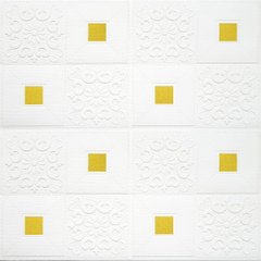 Самоклеющаяся декоративная потолочно-стеновая 3D панель фигуры с золотом 700x700x5мм (314) SW-00000755