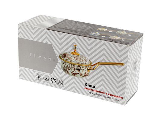 Ківш емальований "BUTTERFLY" Elmani з кришкою, 0,9 л, 14 см х 31 см