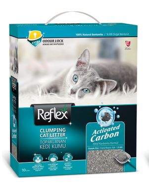 Бентонитовый наполнитель для кошек серый активный карбон Reflex 10 л