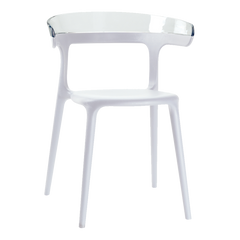 Кресло Papatya Luna белое сиденье, верх прозрачно-чистый