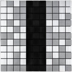 Самоклеюча алюмінієва плитка срібна із чорним мозаїка 300х300х3мм SW-00001825 (D)