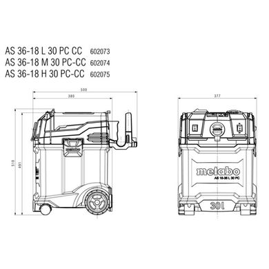 Аккумуляторный пылесос Metabo AS 36-18 M 30 PC-CC без акб