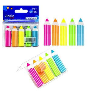 Закладка неонова "Stick Notes Олівець" COLOR-IT Р01-2-LВ, 5 кольорів