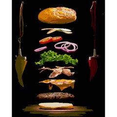 Картина за номерами Strateg Преміум Смачний бургер розміром 40х50 см (GS809)