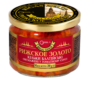 Килька балтийская обжаренная в томатном соусе Рижское золото 280 г