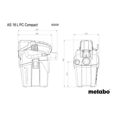 Аккумуляторный пылесос Metabo AS 18 L PC Compact каркас