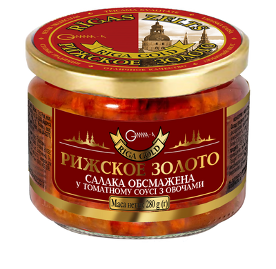 Салака обжаренная в томатном соусе с овощами Рижское золото 280 г