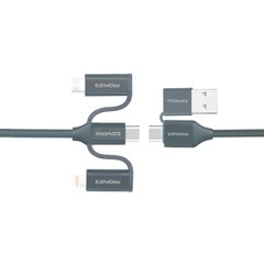 Кабель Promate PentaPower USB-C/USB-А to USB-C/microUSB/Lightning 1.2 м Grey (pentapower.grey)