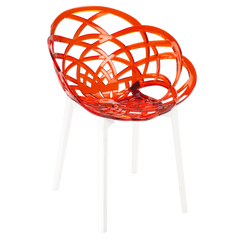 Крісло Papatya Flora прозоро-червоне сидіння, низ білий
