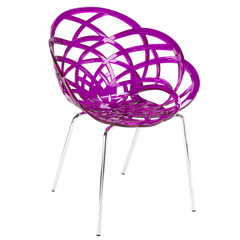 Крісло Papatya Flora-ML прозоро-пурпурове сидіння, ніжки хром