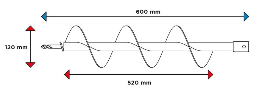 Грунтовий бур M14 до 58G084, 120 x 600 мм