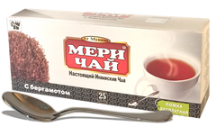 Индийский черный чай Мери Чай ароматизированный Бергамот в пакетиках 25 шт + Ложка