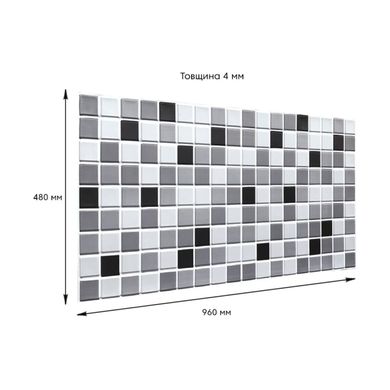 Декоративна ПВХ панель чорно-біла мозаїка 960х480х4мм SW-00001432