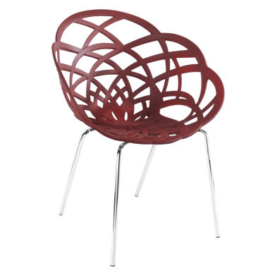 Крісло Papatya Flora-ML матовий червона цегла сидіння, ніжки хром