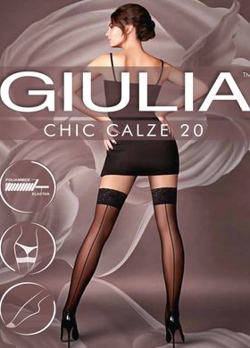 Панчохи GIULIA з декоративним швом Chic calze 20 DEN (nero-1/2 розмір)