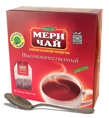 Індійський чорний чай Мері Чай у пакетиках 100 шт + Ложка