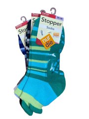Набор женских носков со стопперами Nur Die 495885 3 пары р. 35-38 Зеленый/Черно-серый/Голубой