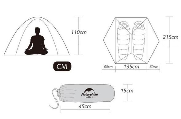 Палатка сверхлегкая двухместная с футпринтом Naturehike Star-River 2 Updated NH17T012-T, 210T, оранжевая