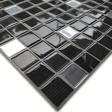 Самоклеюча поліуретанова плитка чорно-біла мозаїка 305х305х1мм (D) SW-00001149