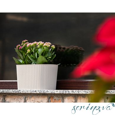 Горщик для квітів балконний з дренажем Sumela 4,7 л біло-сірий