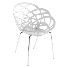 Крісло Papatya Flora-ML матове біле сидіння, ніжки хром